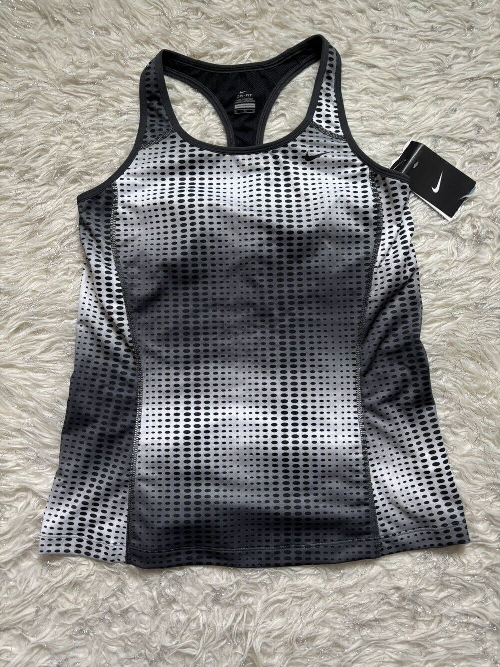 NIKE DRI FIT LADIES EXERCISE TOP GRAY/WHITE-LIGHT PADDING-BARELY SIZE XL TG EG